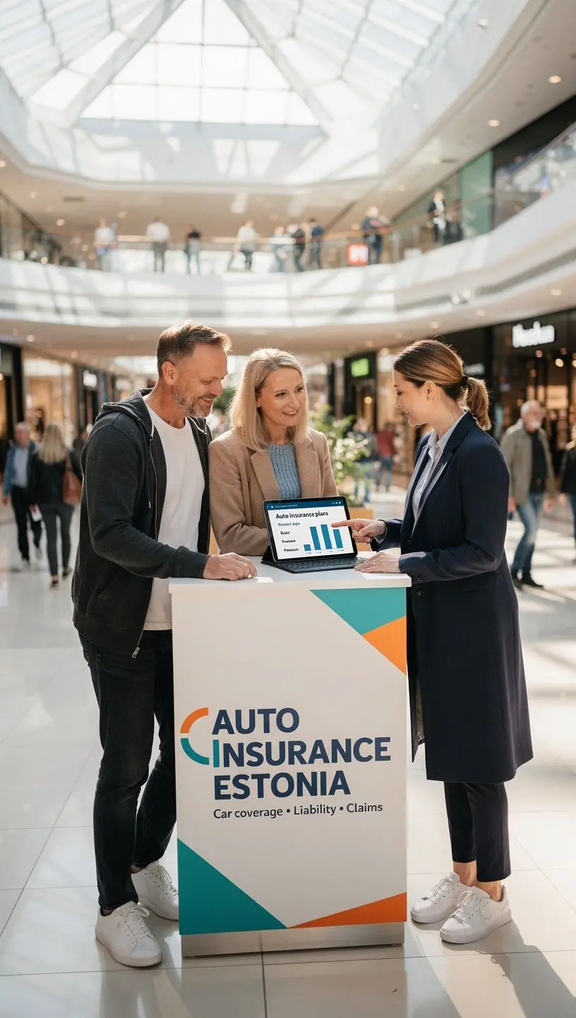 Inimene täidab autokindlustuse ankeeti mugavas konsultatsioonipunktis
